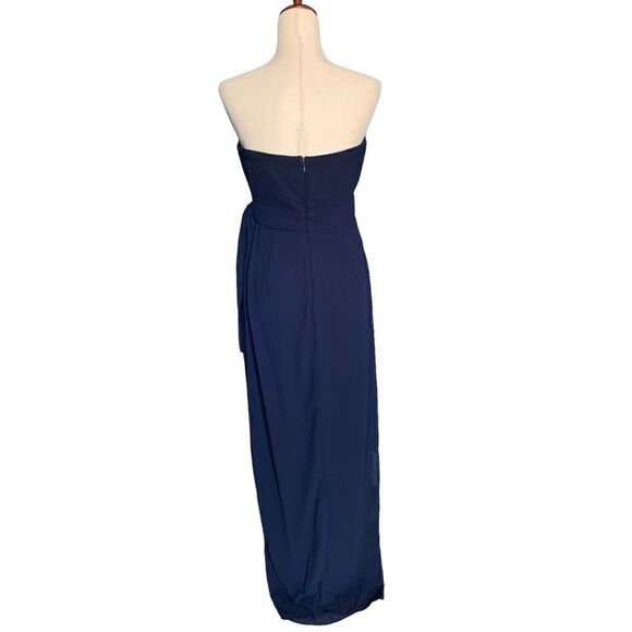 Lulus Easy Elegance Navy Blue Pleated Strapless Maxi Dress- Size L - Picture 7 of 10
